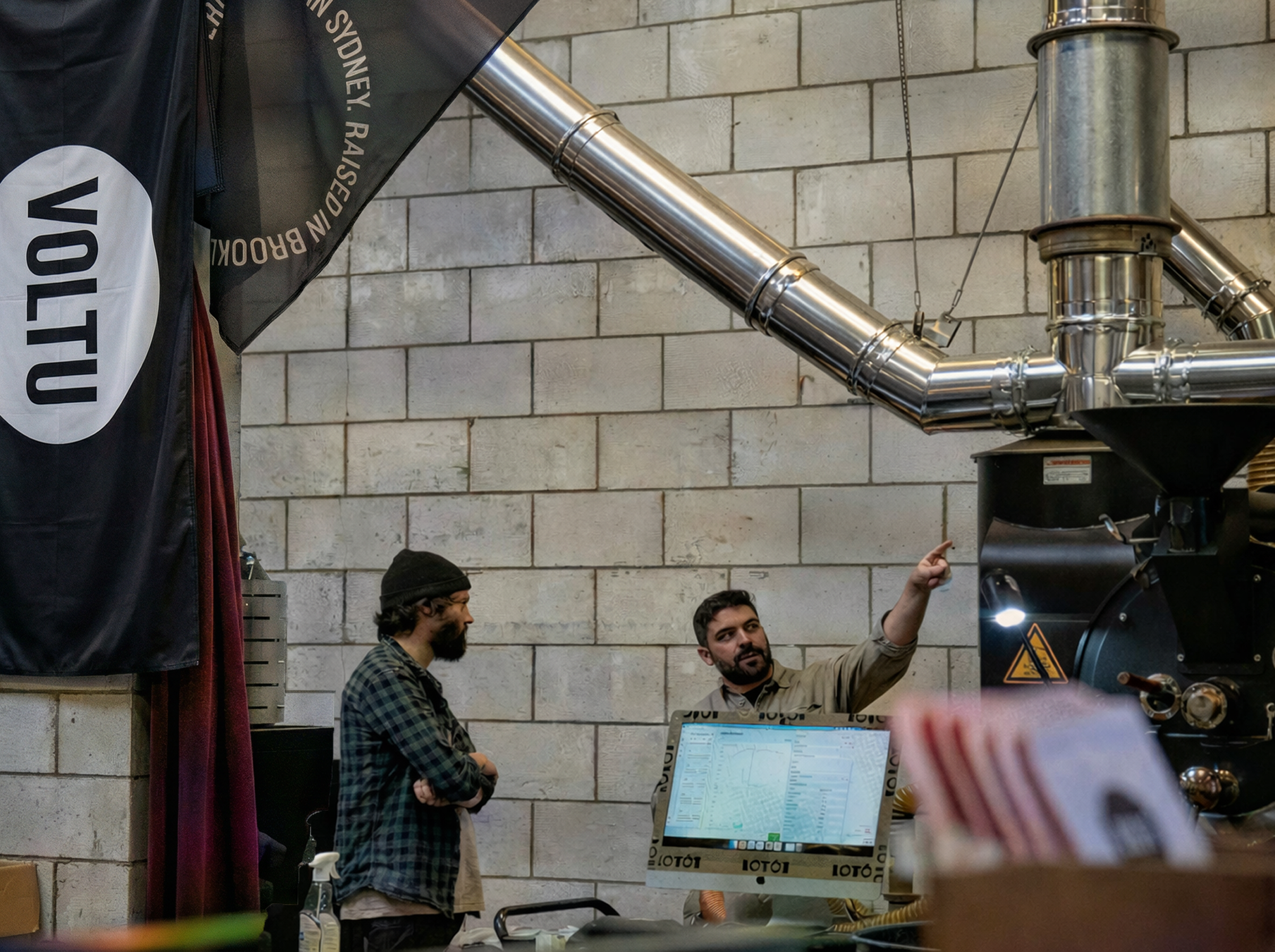 Voltumachine team and coffee roasting infrastructure